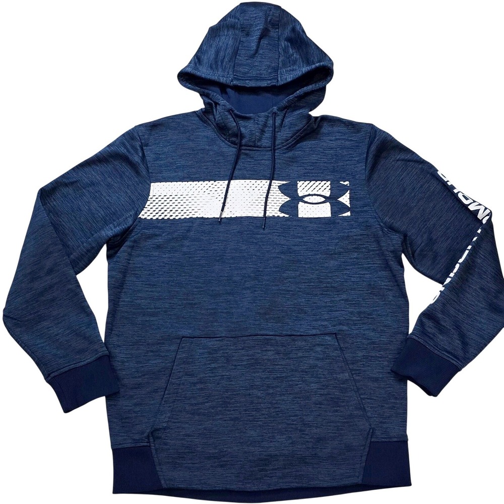 Under Armour Men's‎ Size M ColdGear Hoodie Loose Fit Navy Blue Sweatshirt